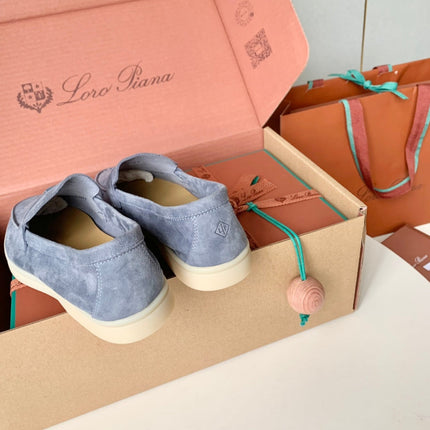 Loro Piana Cerulean Suede Summer Charms Walk Loafers