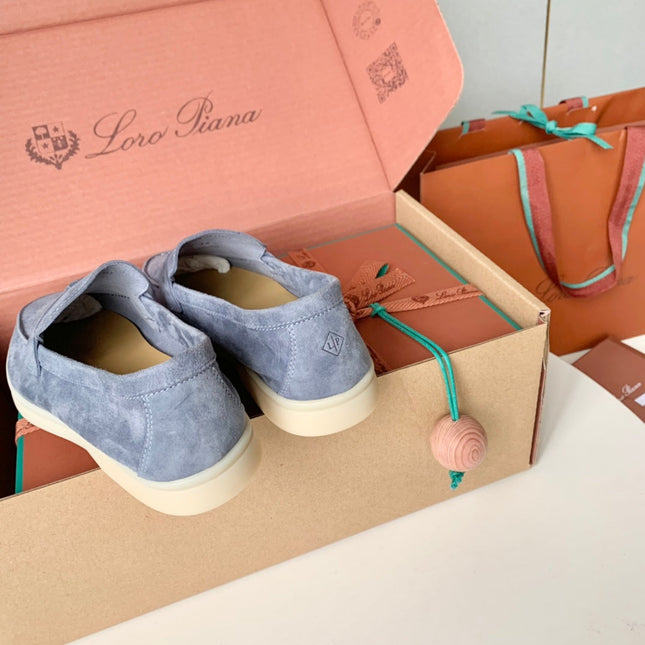 Loro Piana Cerulean Suede Summer Charms Walk Loafers