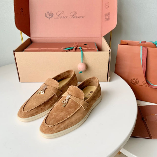 Loro Piana Camel Suede Summer Charms Walk Loafers