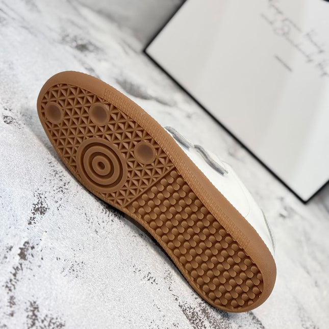 RETRO SNEAKERS WITH RIPTAPE STRAPS IN WHITE SMOOTH LAMBSKIN