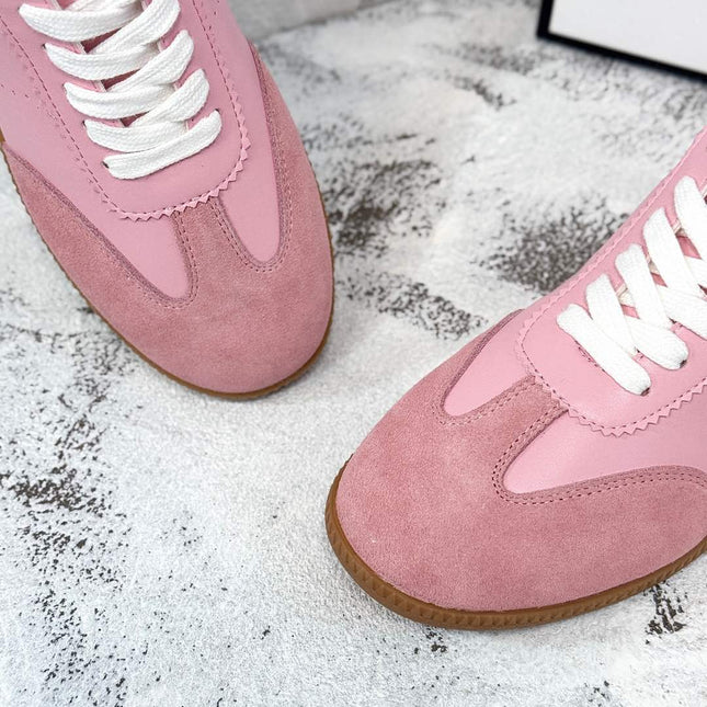 RETRO SNEAKERS IN PINK LAMBSKIN MIX SUEDE