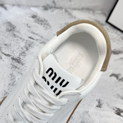 RETRO SNEAKERS IN WHITE LAMBSKIN MIX PEANUT SUEDE