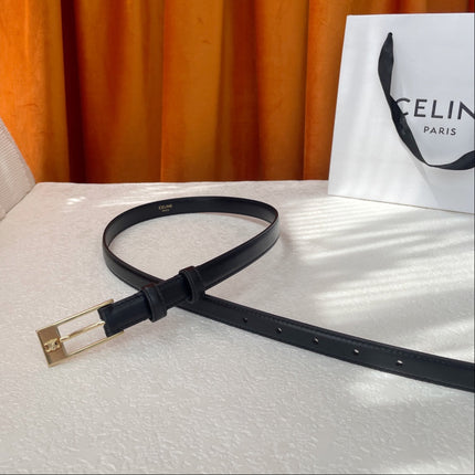 BELT 18MM IN BLACK CALFSKIN WITH RECTANGULAR BUCKLE EMBOSSED LOGO