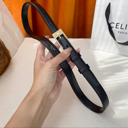 BELT 18MM IN BLACK CALFSKIN WITH RECTANGULAR BUCKLE EMBOSSED LOGO