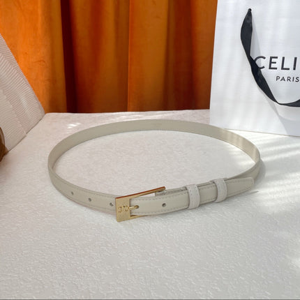 BELT 18MM IN WHITE CALFSKIN WITH RECTANGULAR BUCKLE EMBOSSED LOGO