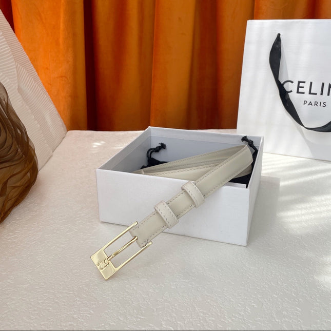 BELT 18MM IN WHITE CALFSKIN WITH RECTANGULAR BUCKLE EMBOSSED LOGO