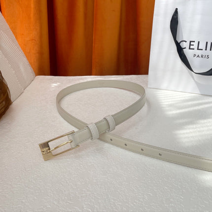 BELT 18MM IN WHITE CALFSKIN WITH RECTANGULAR BUCKLE EMBOSSED LOGO