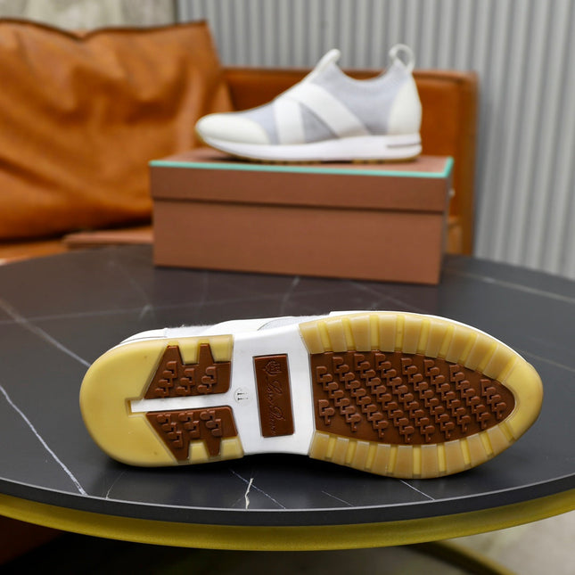 LP 360 KNITTED CASUAL SNEAKERS WHITE AND PALE GRAY WOOL