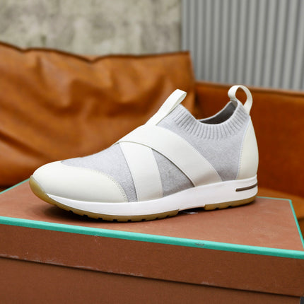 LP 360 KNITTED CASUAL SNEAKERS WHITE AND PALE GRAY WOOL