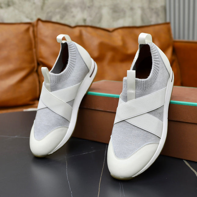 LP 360 KNITTED CASUAL SNEAKERS WHITE AND PALE GRAY WOOL
