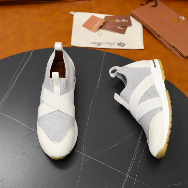 LP 360 KNITTED CASUAL SNEAKERS WHITE AND PALE GRAY WOOL