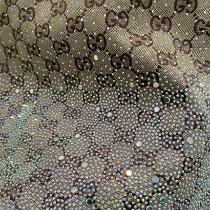 GG Beige Monogram Crystal Embellished Mini Skirt