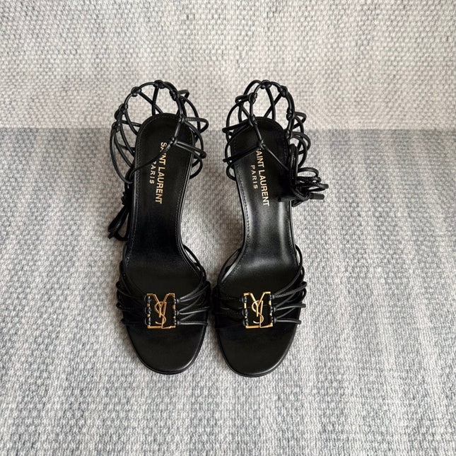 BABYLONE SANDALS 90 IN ALL BLACK LAMBSKIN