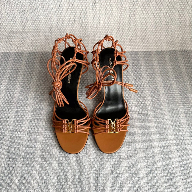 BABYLONE SANDALS 90 IN TAN LAMBSKIN