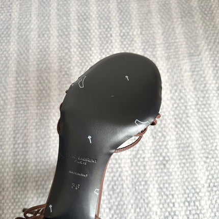 BABYLONE SANDALS 90 IN BLACK BROWN LAMBSKIN