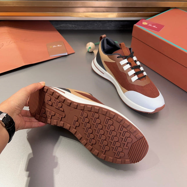 LP BRUNELLO SNEAKERS BROWN AND LIGHT GRAY MESH BREATHABLE