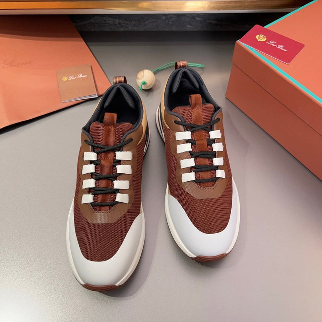 LP BRUNELLO SNEAKERS BROWN AND LIGHT GRAY MESH BREATHABLE