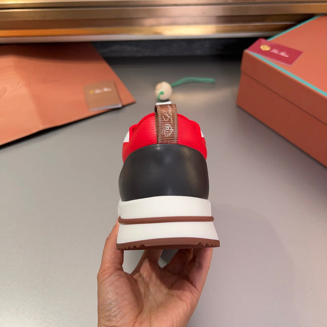 LP BRUNELLO SNEAKERS LIGHT GRAY AND RED MESH BREATHABLE