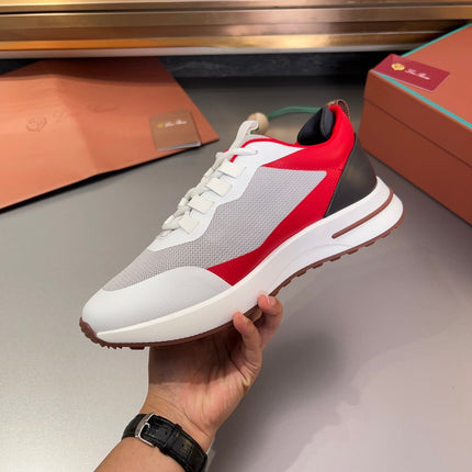 LP BRUNELLO SNEAKERS LIGHT GRAY AND RED MESH BREATHABLE