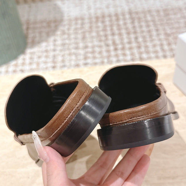 YSL 25S LOAFER MULE IN BROWN CALFSKIN