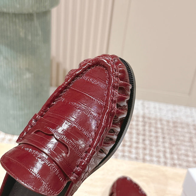 YSL 25S LOAFER MULE IN DARK RED GLOSSY CALFSKIN