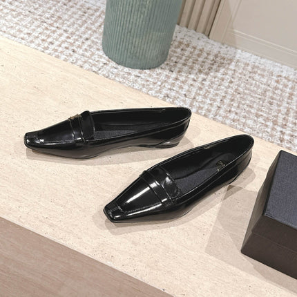 YSL 25S SAINT LAURENT POPPY BALLET FLATS IN BLACK GLOSSY CALFSKIN