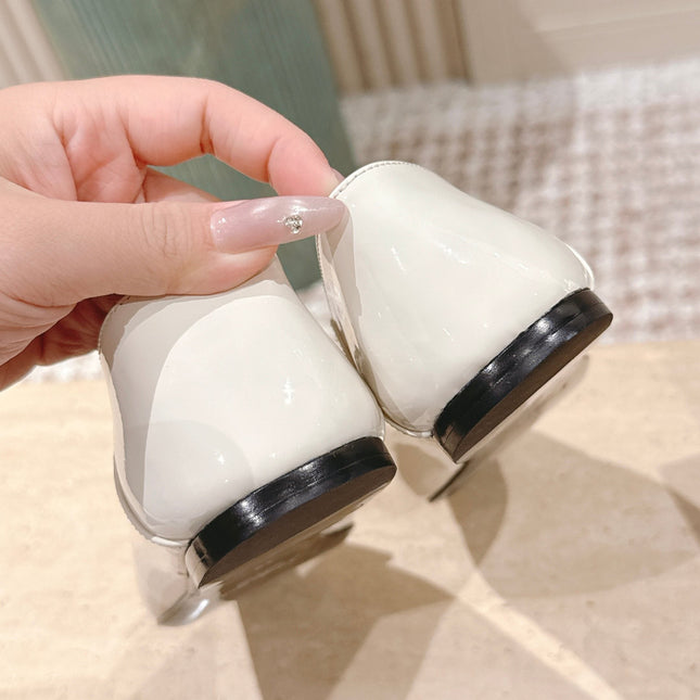 YSL 25S POPPY BALLET FLATS IN IVORY GLOSSY LAMBSKIN