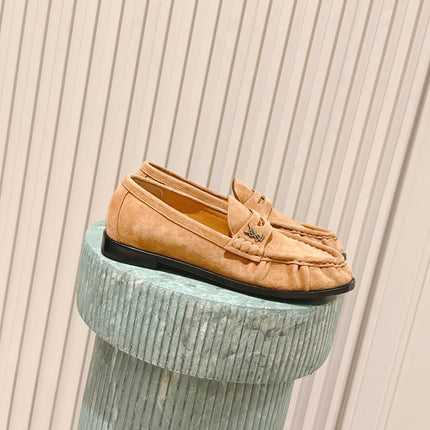 YSL 25S SAINT LAURENT LOAFERS IN BROWN SUEDE WITH SMALL LOGO