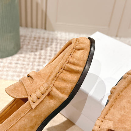 YSL 25S SAINT LAURENT LOAFERS IN BROWN SUEDE WITH SMALL LOGO