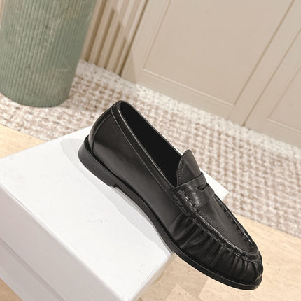 YSL 25S SAINT LAURENT LOAFERS IN BLACK CALFSKIN WITH SMALL LOGO
