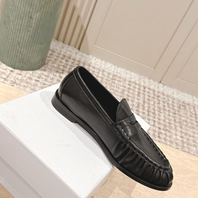 YSL 25S SAINT LAURENT LOAFERS IN BLACK CALFSKIN WITH SMALL LOGO