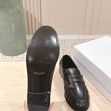 YSL 25S SAINT LAURENT LOAFERS IN BLACK CALFSKIN WITH SMALL LOGO
