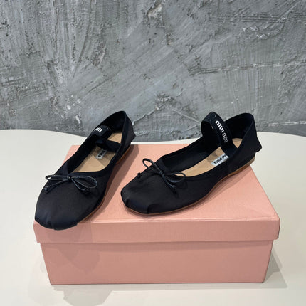 BALLET FLAT SHOES BLACK GLOSSY SHEEPSKIN