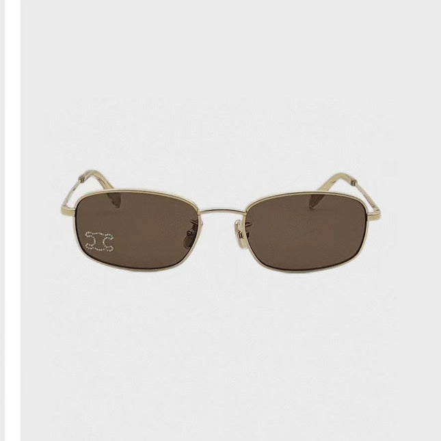 TRIOMPHE RHINESTONE SUNGLASS CL40285U IN METAL WITH CRYSTALS