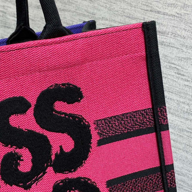 BOOK TOTE 36 IN CERISE RED MIX MINSK PURPLE CANVAS 226510