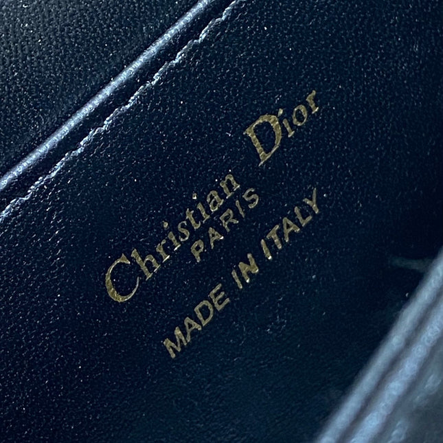 MINI FLAP BAG 18 IN BLACK LAMBSKIN WITH GOLD RHINSTONES