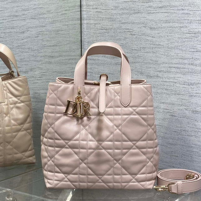 DIOR 25S ALWAYS BAG 22 IN LIGHT PINK MACROCANNAGE CALFSKIN GOLD HARDWARE