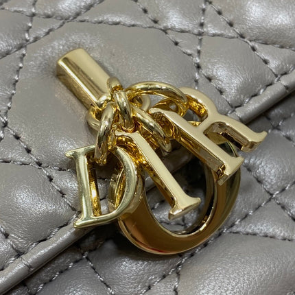 DIOR 25S DIOR TALK PHONE POUCH 21 IN DIRTY LILAC CANNAGE LAMBSKIN GOLD HARDWARE