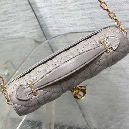 DIOR 25S DIOR TALK PHONE POUCH 21 IN DIRTY LILAC CANNAGE LAMBSKIN GOLD HARDWARE