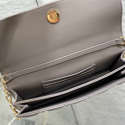 DIOR 25S DIOR TALK PHONE POUCH 21 IN DIRTY LILAC CANNAGE LAMBSKIN GOLD HARDWARE