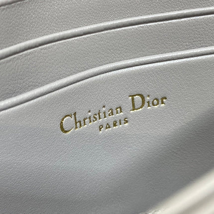 DIOR 25S DIOR TALK PHONE POUCH 21 IN DIRTY LILAC CANNAGE LAMBSKIN GOLD HARDWARE