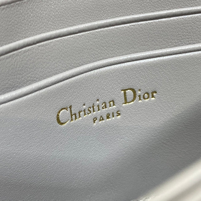 DIOR 25S DIOR TALK PHONE POUCH 21 IN DIRTY LILAC CANNAGE LAMBSKIN GOLD HARDWARE