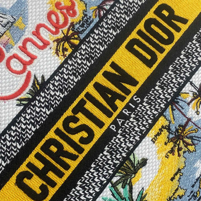 DIOR 25S SMALL LADY D-LITE BAG 24 IN YELLOW CANVAS DIOR CANNES