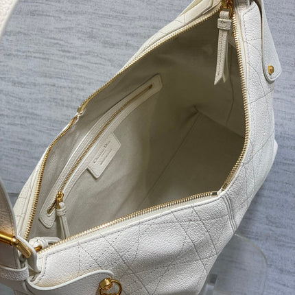 DIOR 25S MEDIUM VOYAGE BAG 28 IN IVORY FLAT MACROCANNAGE GRAINED CALFSKIN