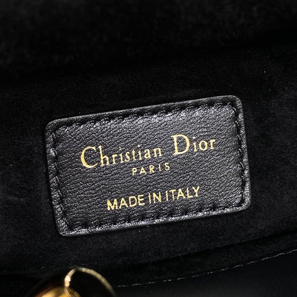 DIOR 25S MICRO LADY D-JOY 19 IN BLACK CALFSKIN GOLD HARDWARE