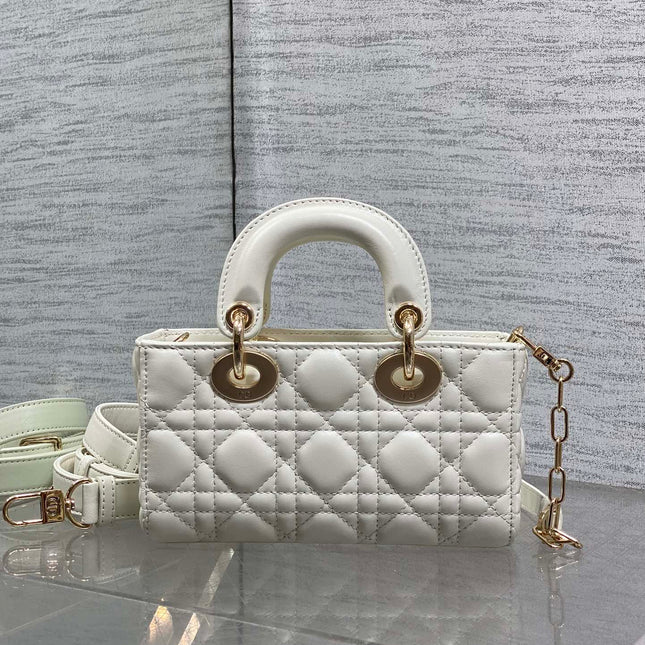 DIOR 25S MICRO LADY D-JOY 19 IN IVORY CALFSKIN GOLD HARDWARE