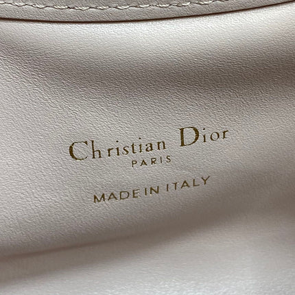 DIOR 25S JOLIE TOP HANDLE MINI BAG 18 IN BABY PINK CALFSKIN GOLD HARDWARE