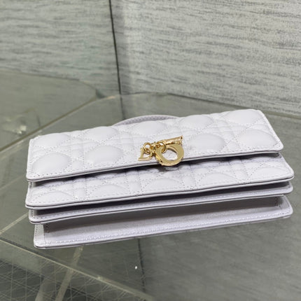 DIOR 25S DIOR TALK PHONE POUCH 21 IN PALE LILAC CALFSKIN GOLD HARDWARE