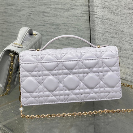 DIOR 25S DIOR TALK PHONE POUCH 21 IN PALE LILAC CALFSKIN GOLD HARDWARE