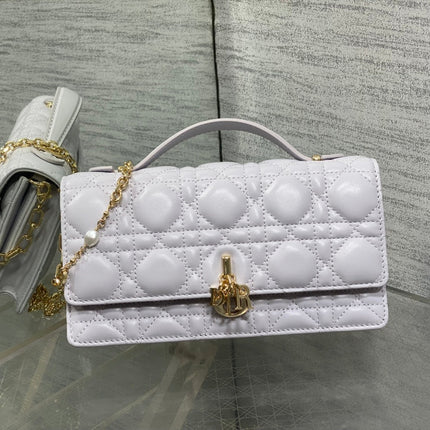 DIOR 25S DIOR TALK PHONE POUCH 21 IN PALE LILAC CALFSKIN GOLD HARDWARE